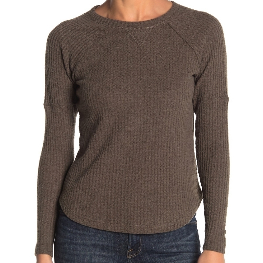 Sweet Romeo Green Cozy Thermal Pullover Top